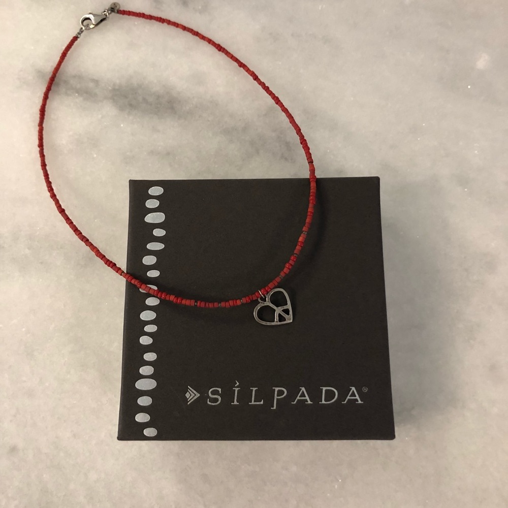 Silpada beaded choker with heart charm